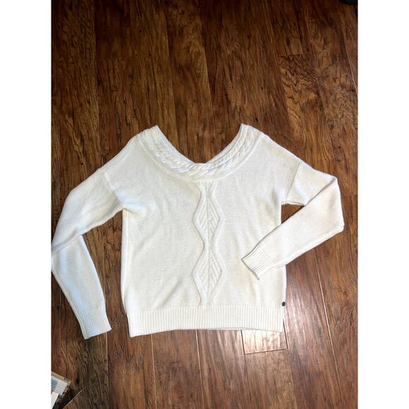 ROXY Choose To Shine Sweater Chunky Cable Details Size XS BEACHY SURFER GIRL - Picture 2 of 6